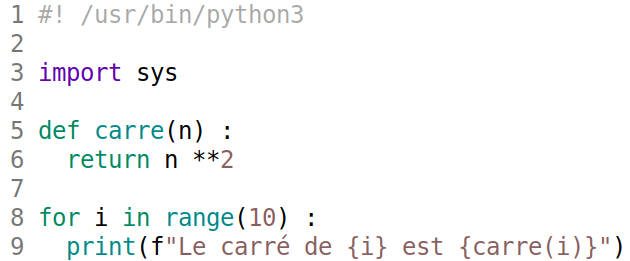 exemple de code avec le modèle de couleur ‘shine’
