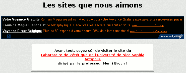 autre publicité paranormale sur la page des dossiers zététiques