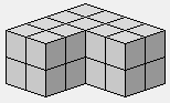 La pièce 1 (trois cubes) dont les dimensions sont doublées