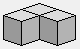 Première pièce du cube Soma, trois cubes non-alignés, «C»