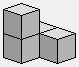 Cinquième pièce du cube Soma, quatre cubes dans les trois dimensions, tire-bouchon dextrogyre